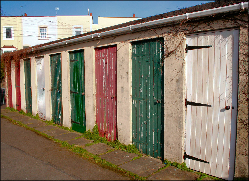 RED, WHITE AND GREEN Some coloured doors at Pill. Charity Fordham