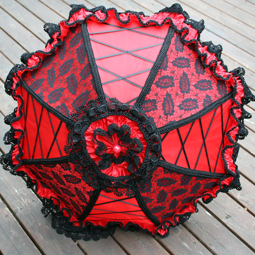 red parasol black lace 1 A red satin parasol with alternat… Flickr