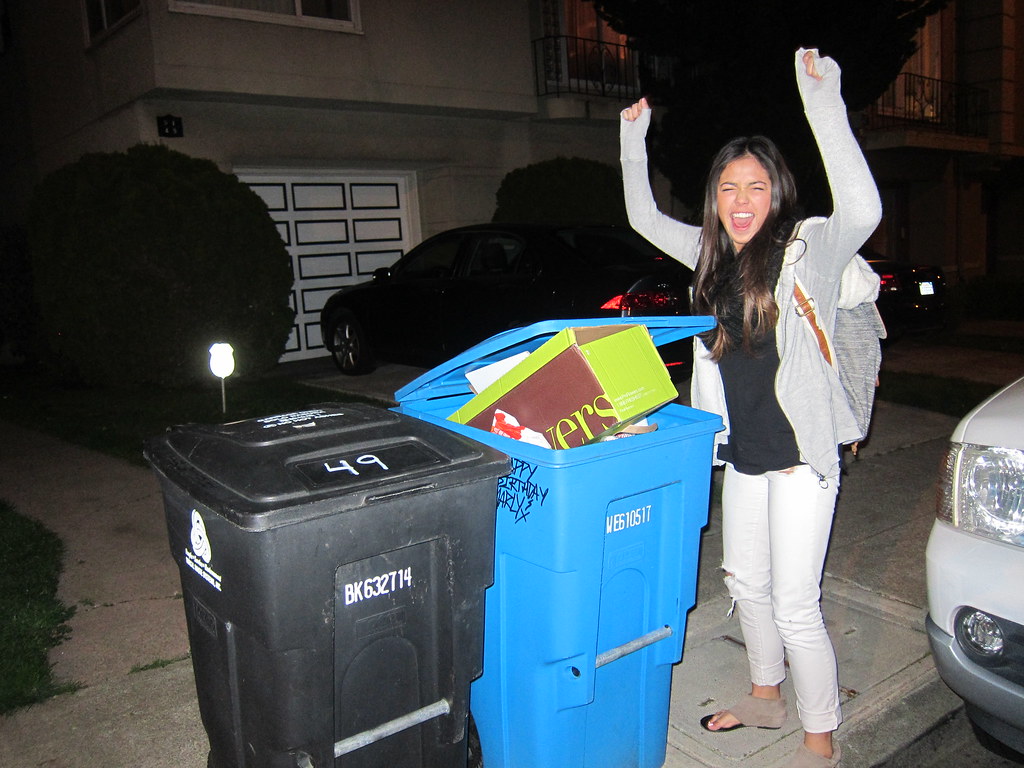 Hooray! Trash Day! Rachel is clearly very happy tomorrow i… Flickr