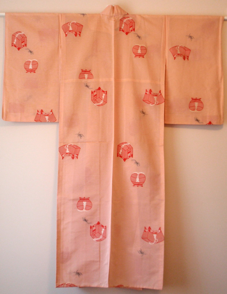 Cricket Cage Kimono 1960s A peachcoloured ro (silk gauze)… Flickr