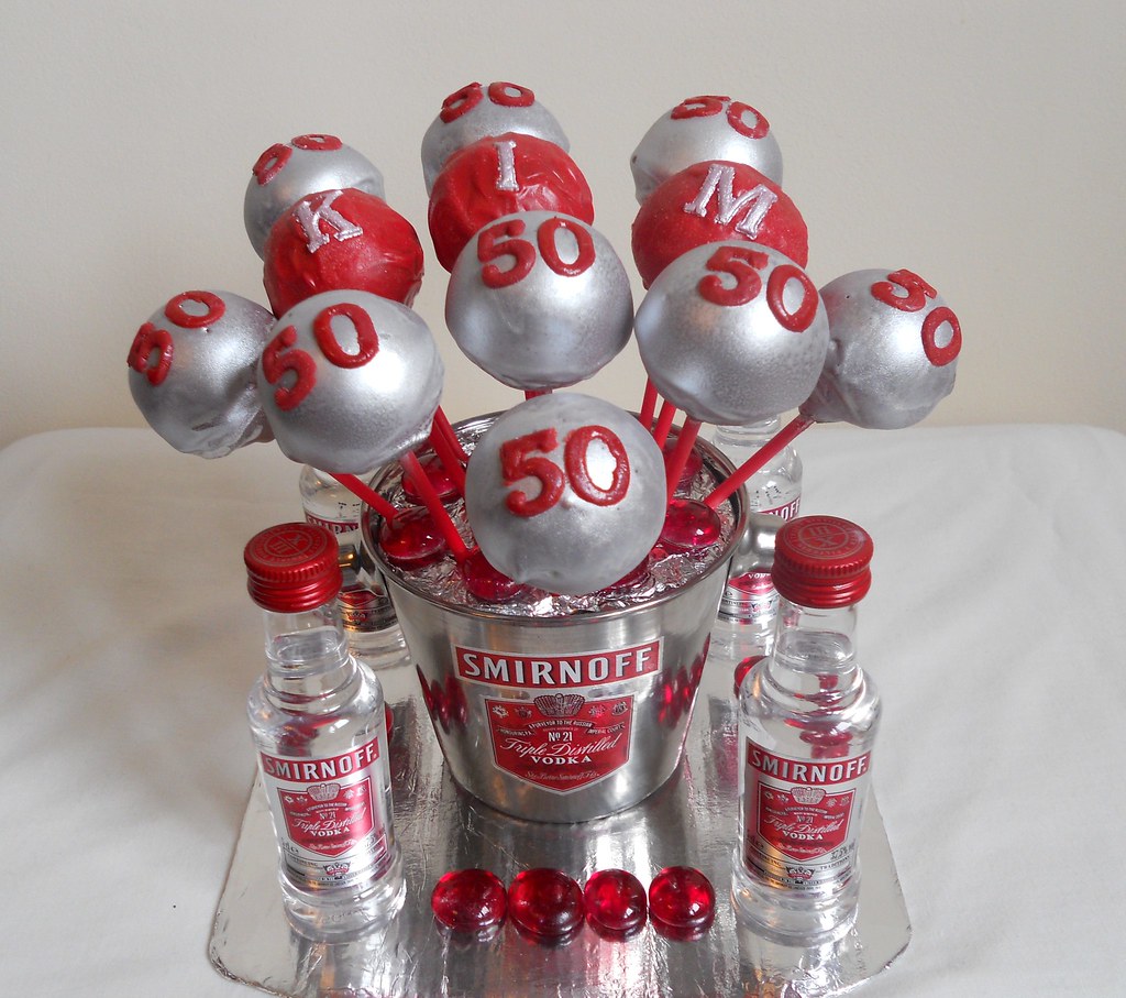 All sizes 50th Birthday Vodka theme cake pops
