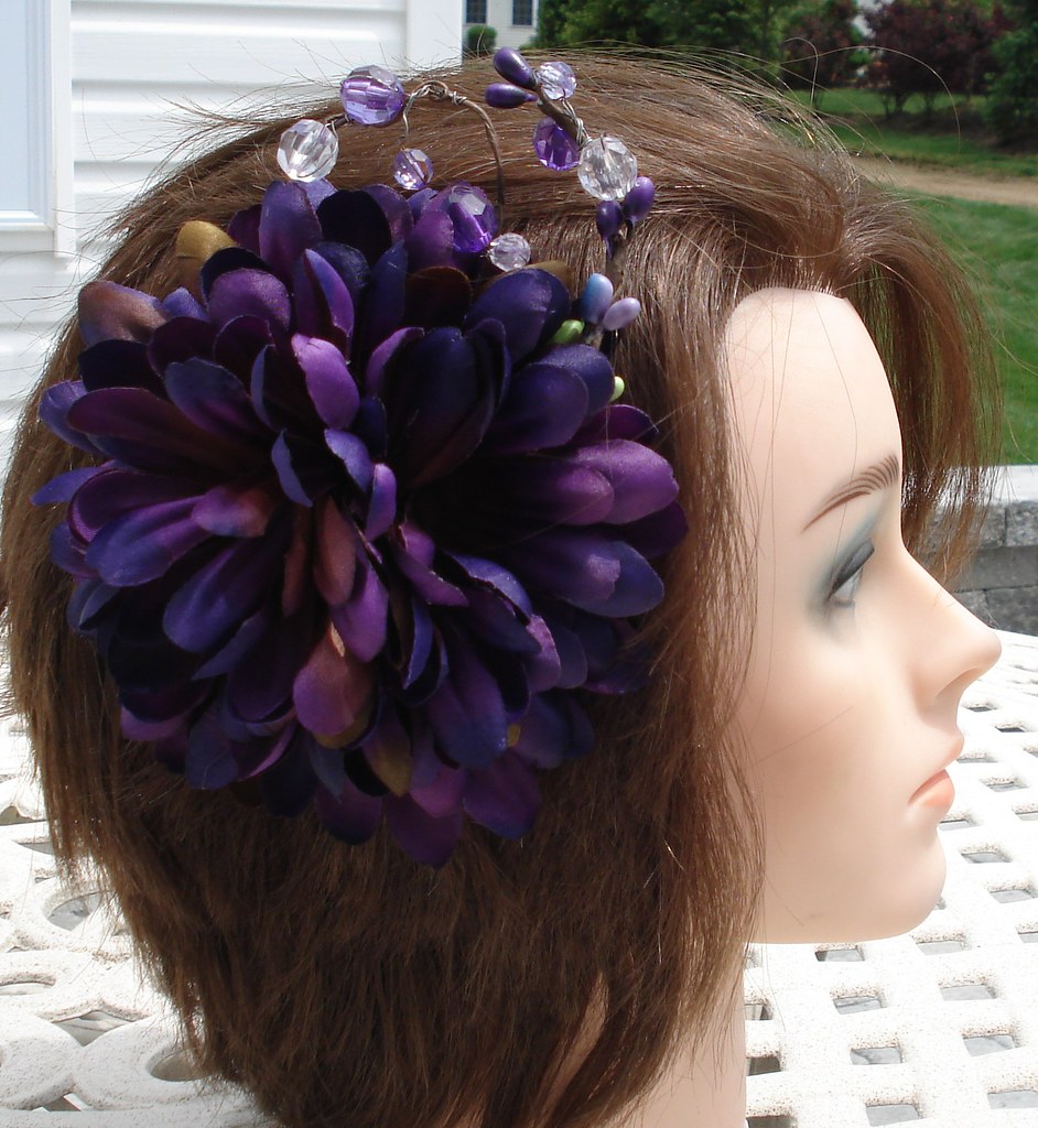 Purple Hair Clip Fascinator Purple hair accessory with cry… Flickr
