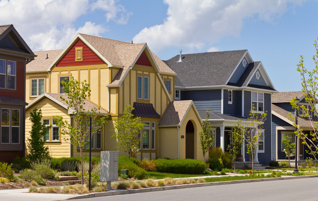 New House Fronts New houses in Daybreak Utah's East Lake V