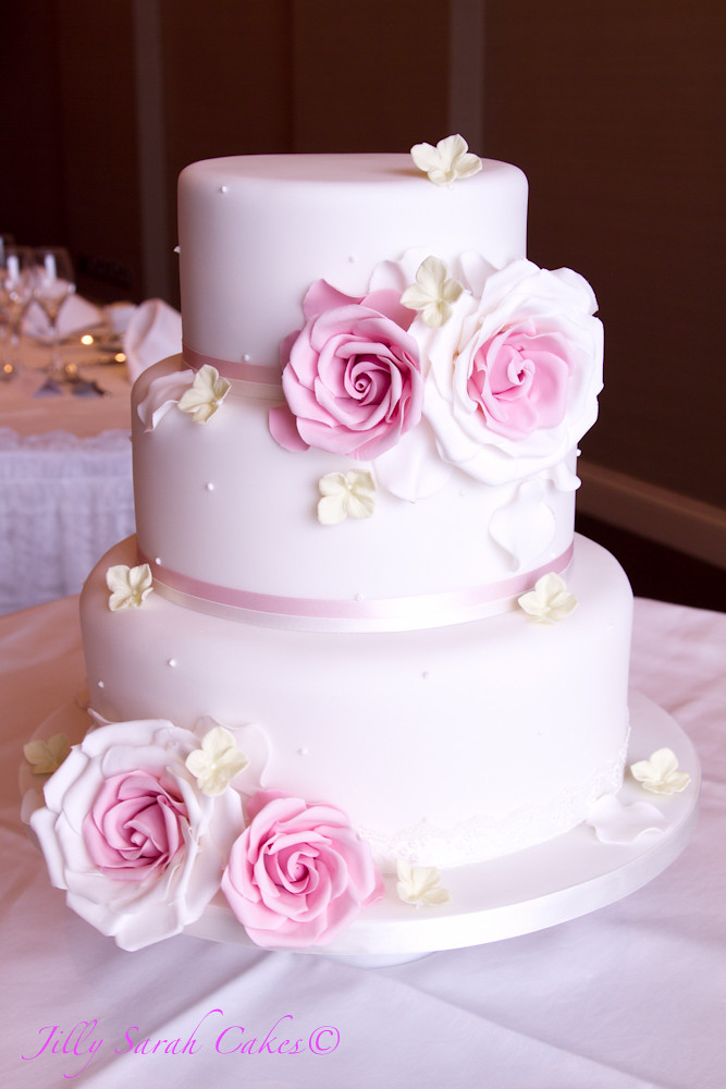 3 Tier Vintage Rose Wedding Cake A 3 tier wedding cake