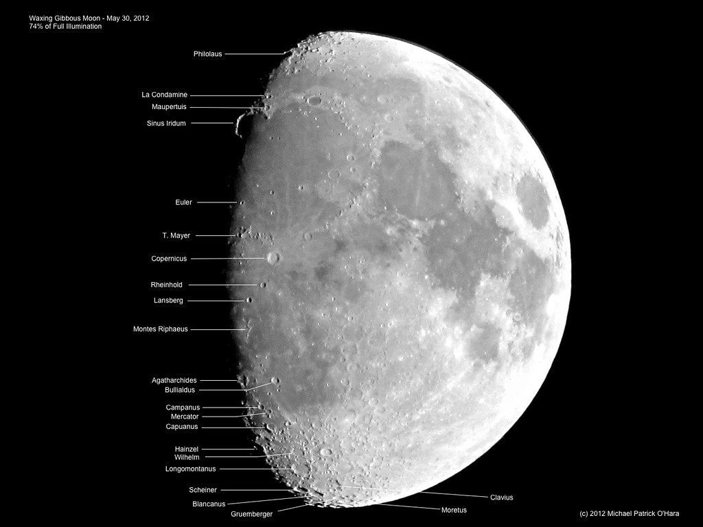Waxing Gibbous Moon (Labeled) May 30, 2012 a photo on Flickriver