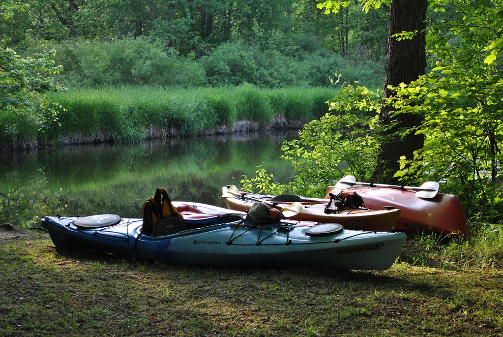 Kayaks at the campsite Island Lake State Park, MI Flickr