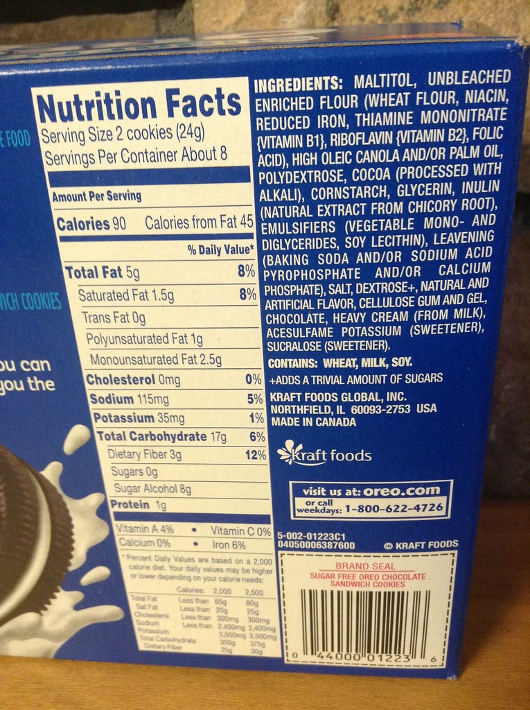 38 oreo cookies nutrition facts label