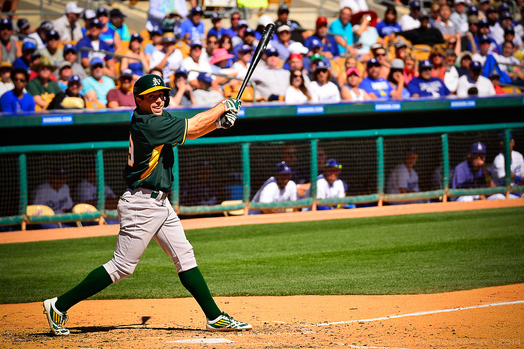 Billy Burns Fouling it off. Oakland A's vs. Los Angeles Do… Flickr