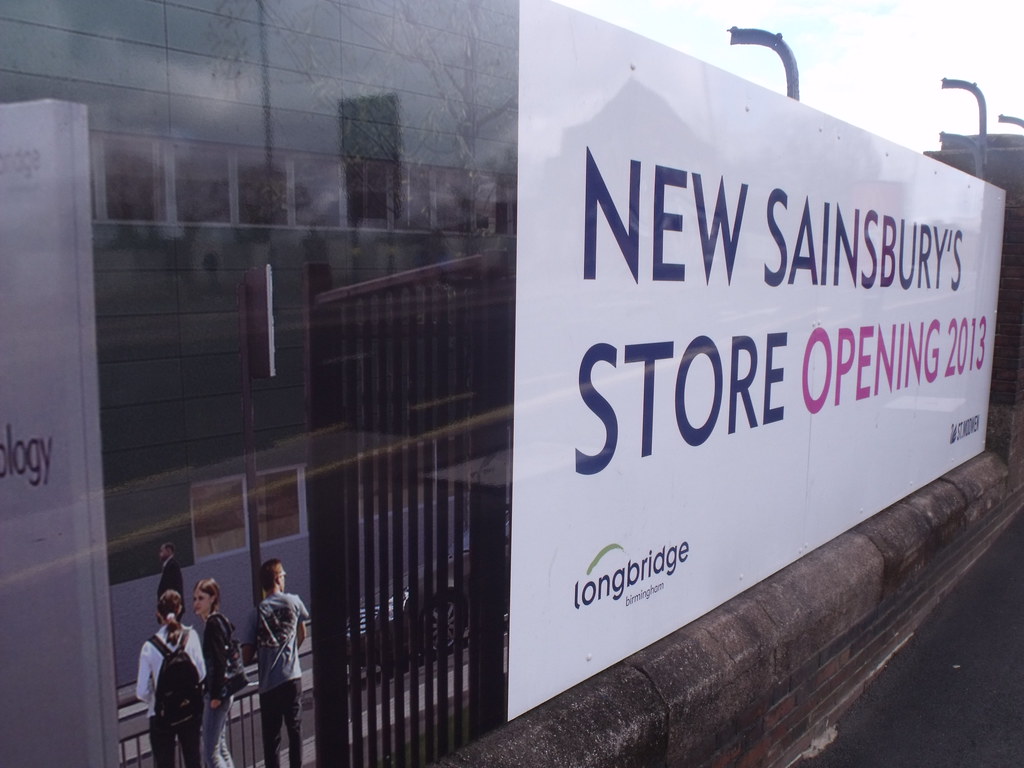 Longbridge Town Centre signs Bristol Road South, Longbridge New