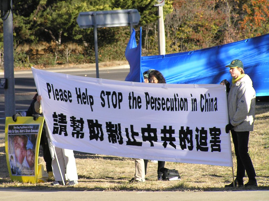 Falun gong (silent) protest Canberra Quite regularly, Falu… Flickr