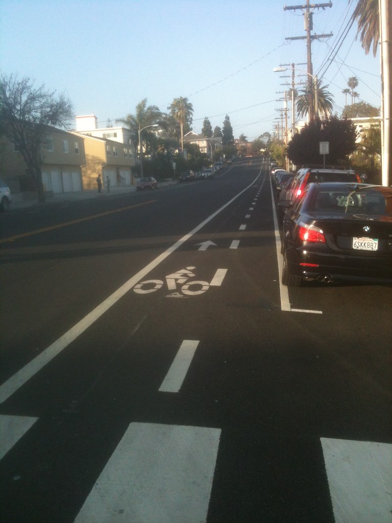 Bicknell Ave bike lanes Door zone treatment? Matt Benjamin Flickr