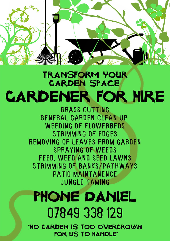 Gardener for Hire Advert done for local gardener. Altronix Hamilton