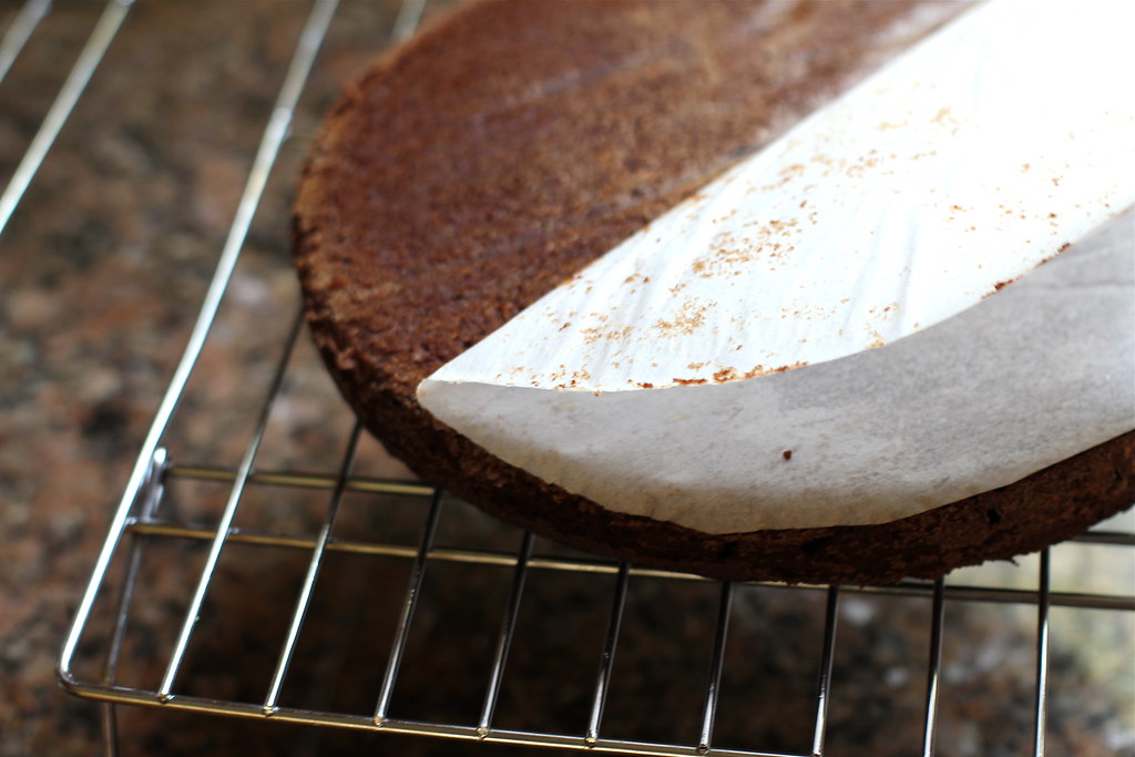 peel off parchment paper chocolate cake with almond and ap… Flickr