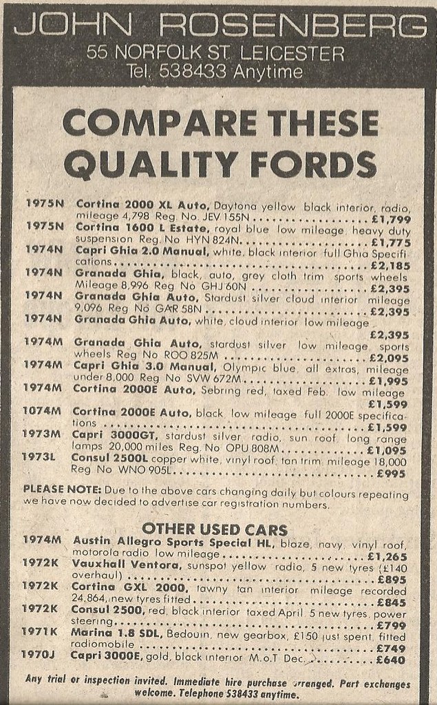 1975 JOHN ROSENBERG USED CAR SALES OF NORFOLK STREET LEICE… Flickr