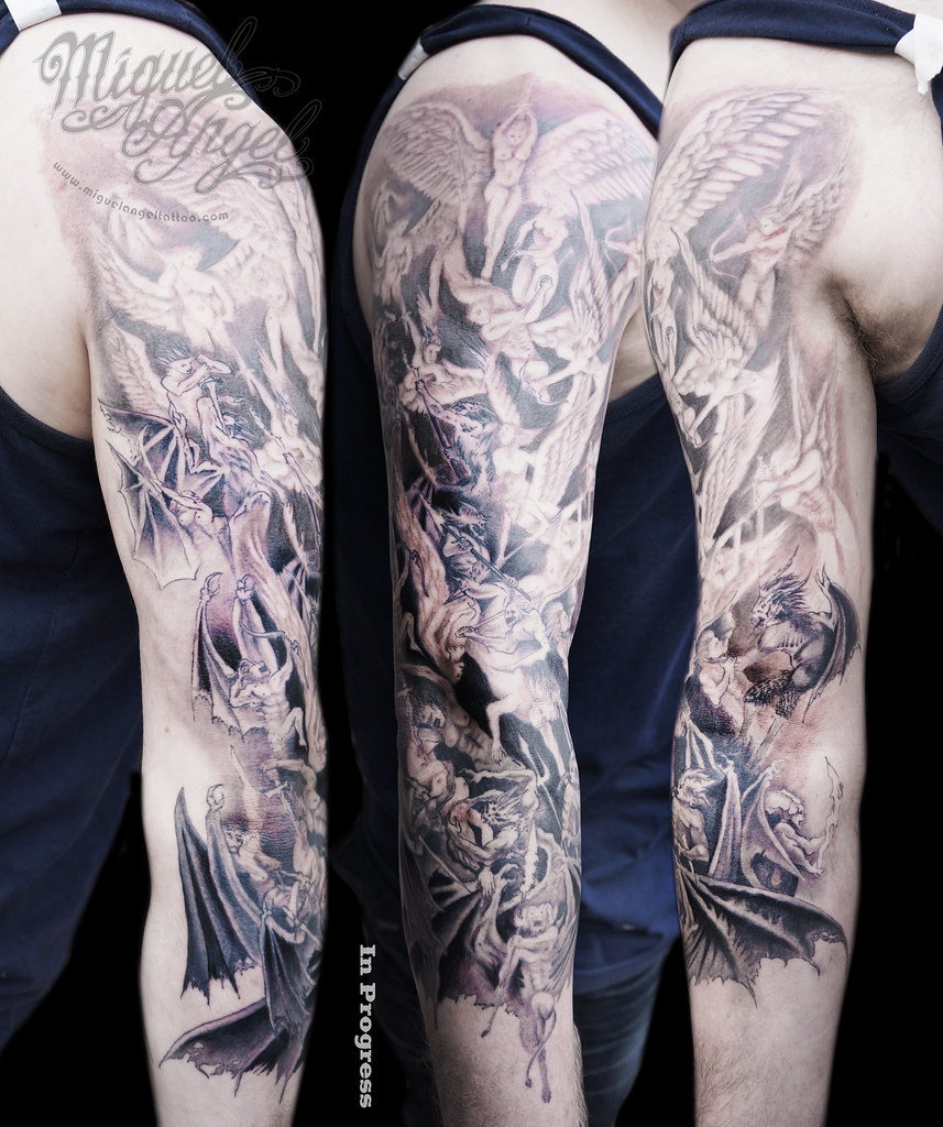 Angel And Devil War Tattoo | Miguel Angel Custom Tattoo Arti… | Flickr 1024_x_857_jpg