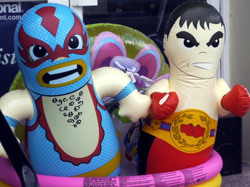 Fight! Inflatable wrestlers outside a shop in Watchet. Tak… Flickr
