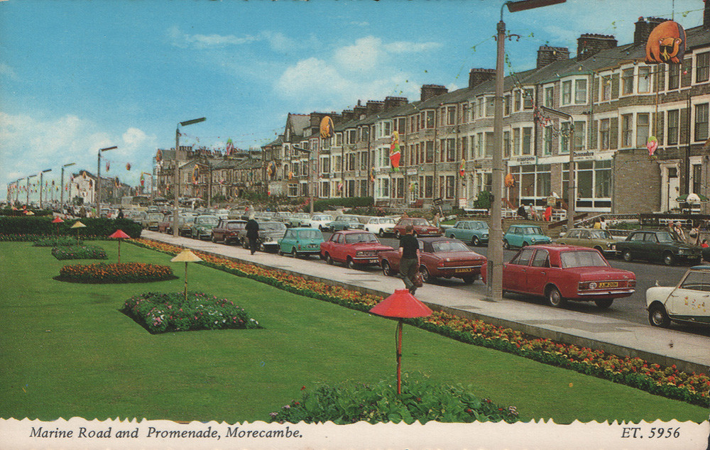 Marine Road and Promenade, Morecambe 1970s postcard Flickr