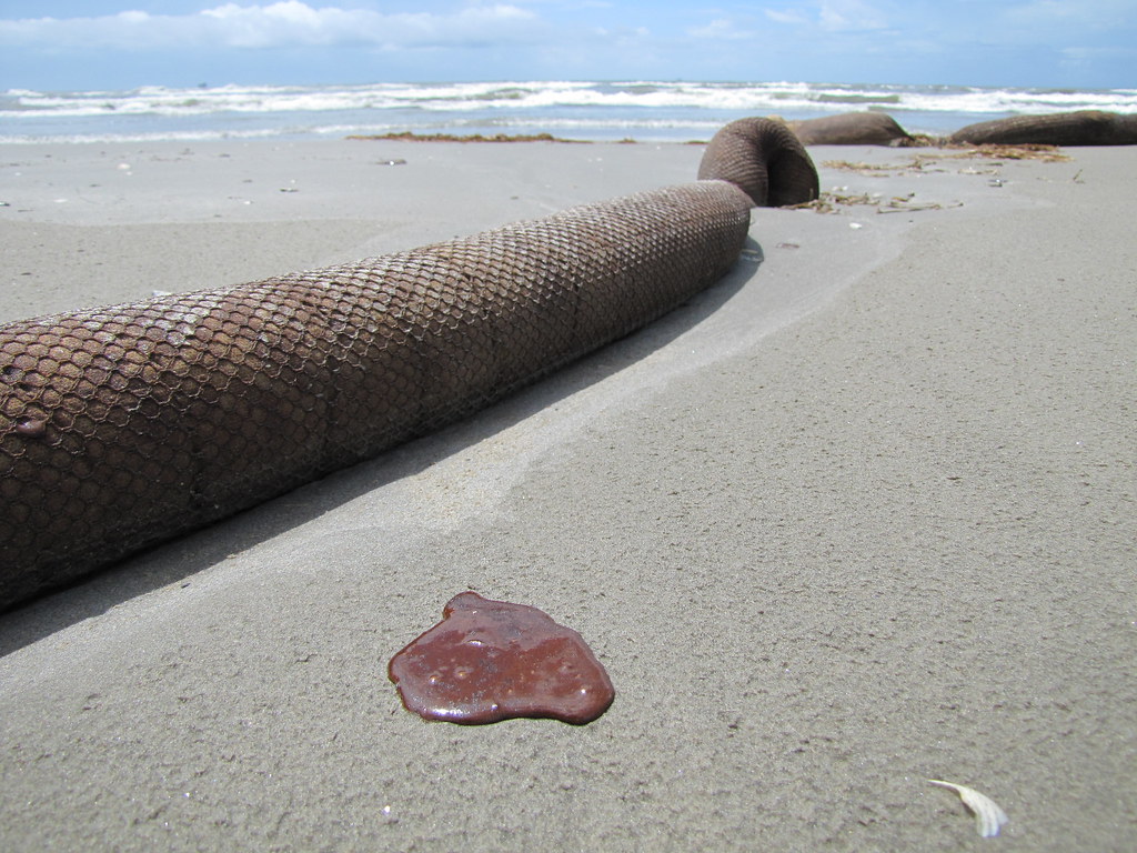 Oil Soaked Boom and Glob of Oil Port Fourchon Beach, LA Flickr