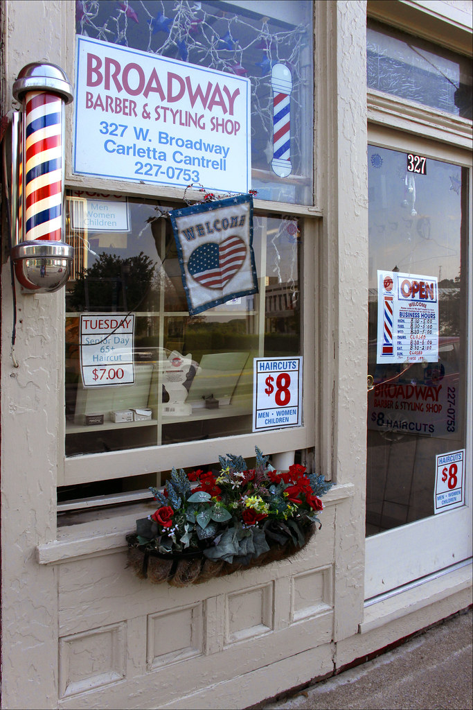 Haircuts Barber shop on Broadway in Frankfort. Kentucky Photo File