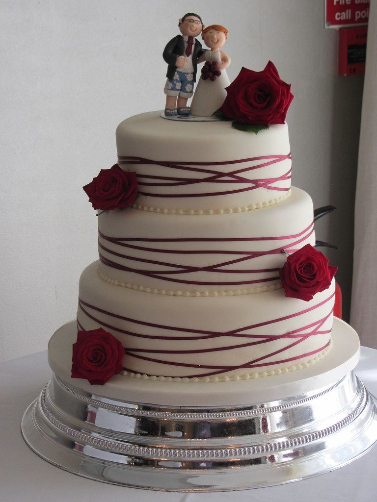 burgandy ribbon wedding cake delicious dial a cake thatcham Flickr