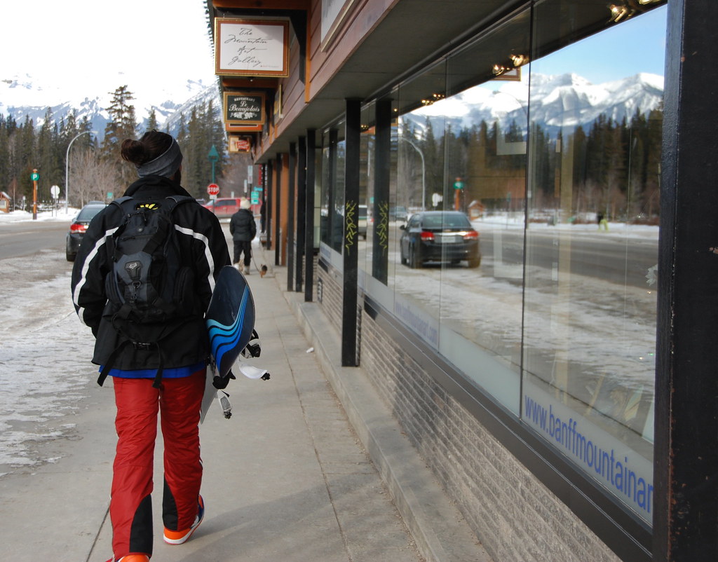 Snowboard reflection Banff, Banff National Park, AB, Canad… Adam