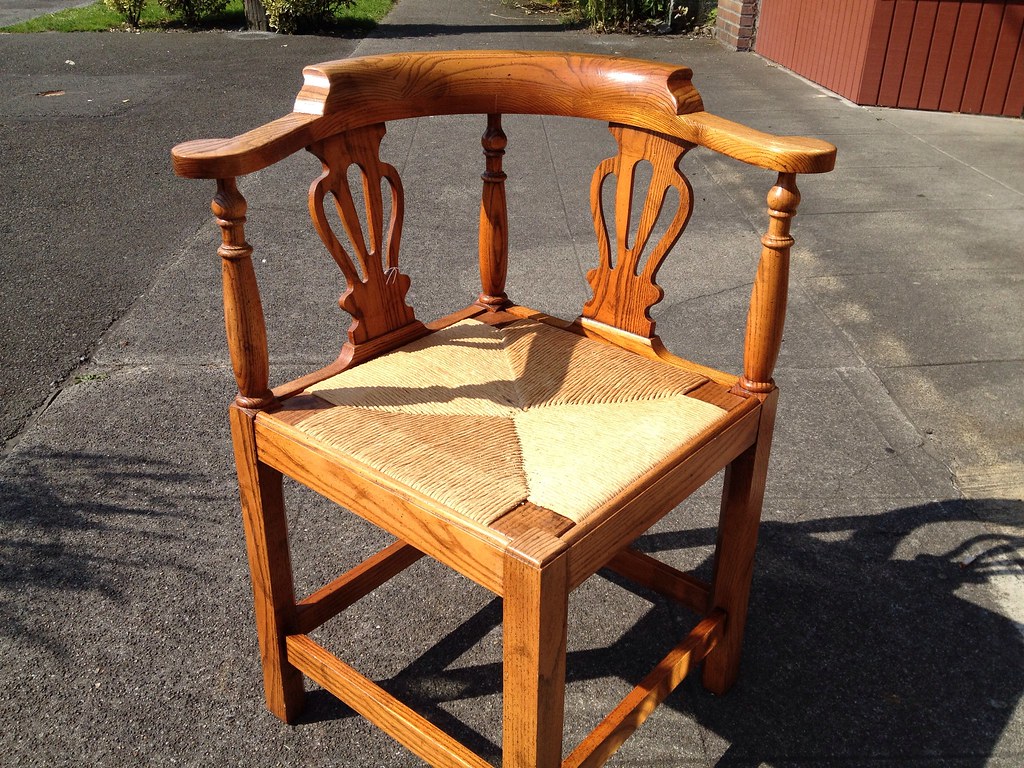 Corner Chair with Rush seat Elegant Wood Corner Chair with… Flickr