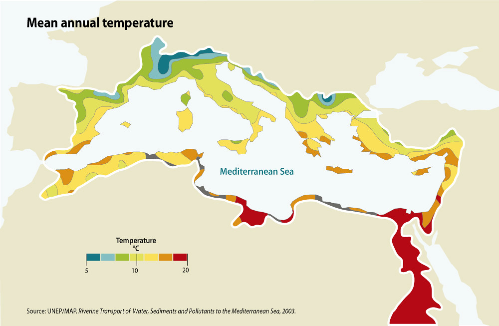 Mean annual temperature Climatically, the Mediterranean is… Flickr