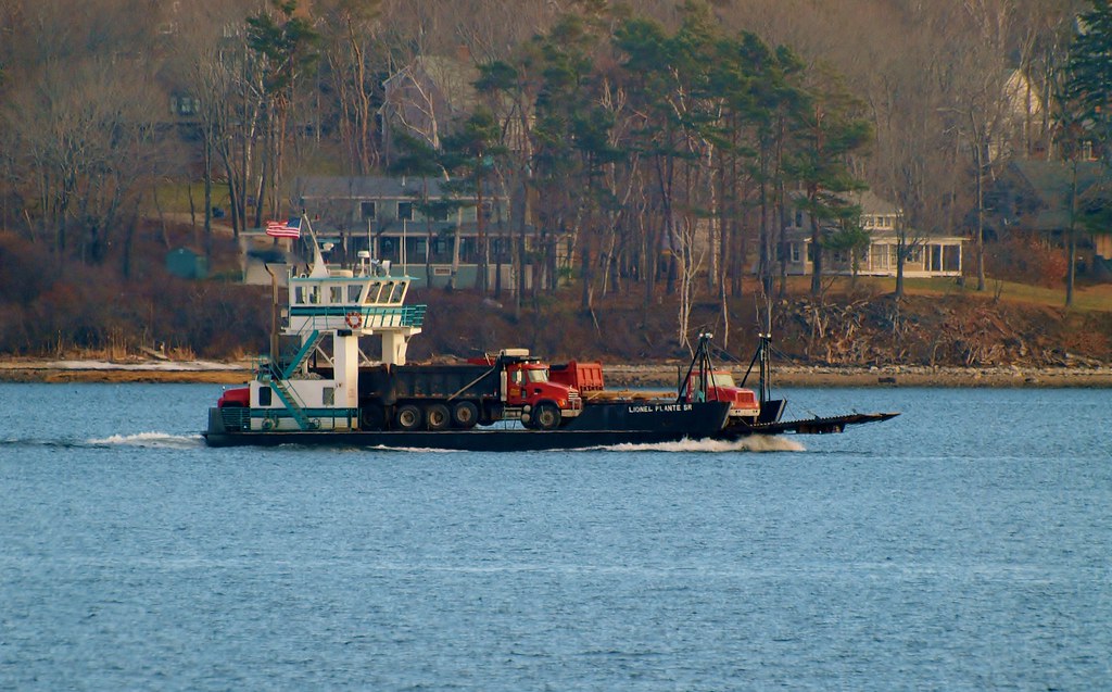 Maine Ferry Transporting some dump trucks to Portland, tak… Flickr