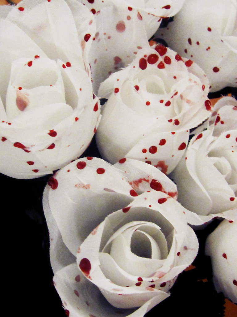 White Roses with Red Spots Flickr