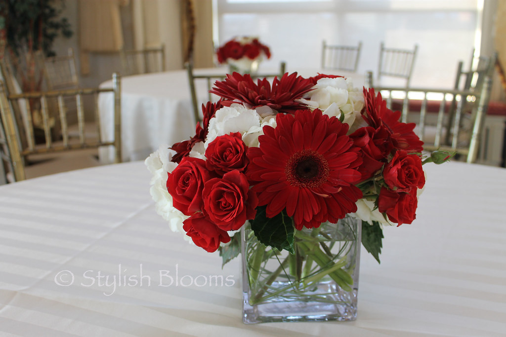 Red wedding Centerpiece By Stylish Blooms Square cube feat… Flickr
