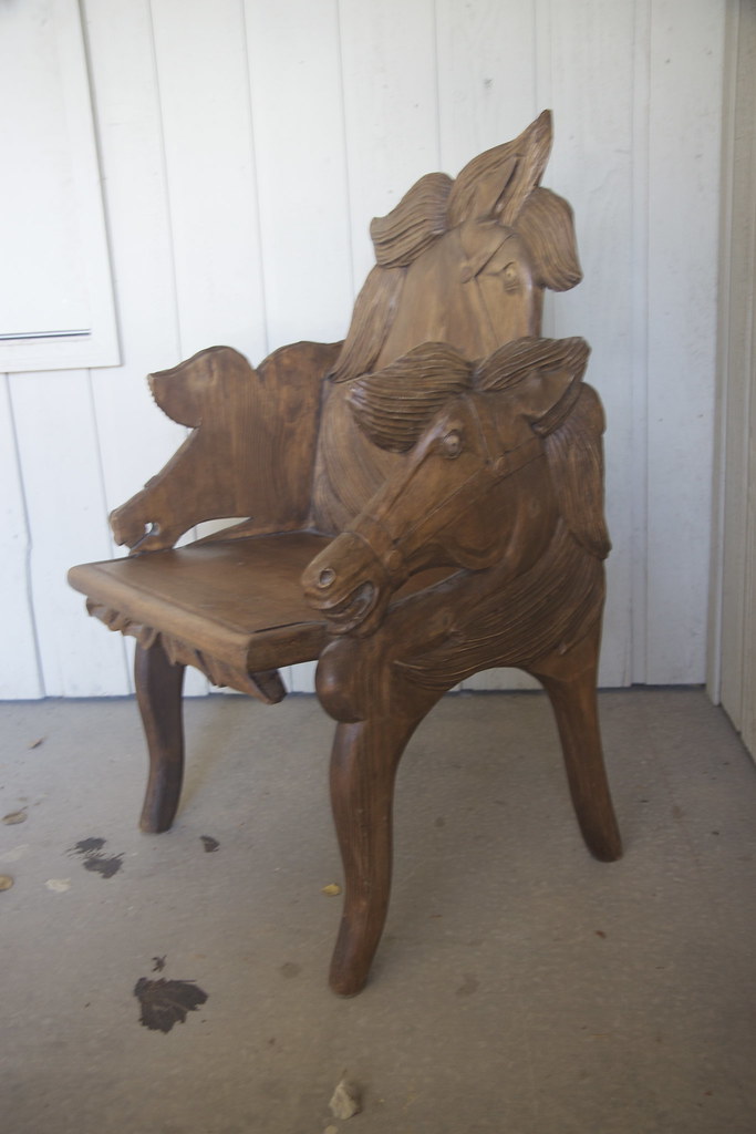 Carved wood chair, (2 of 2) Horse themed. Snowmassco Flickr