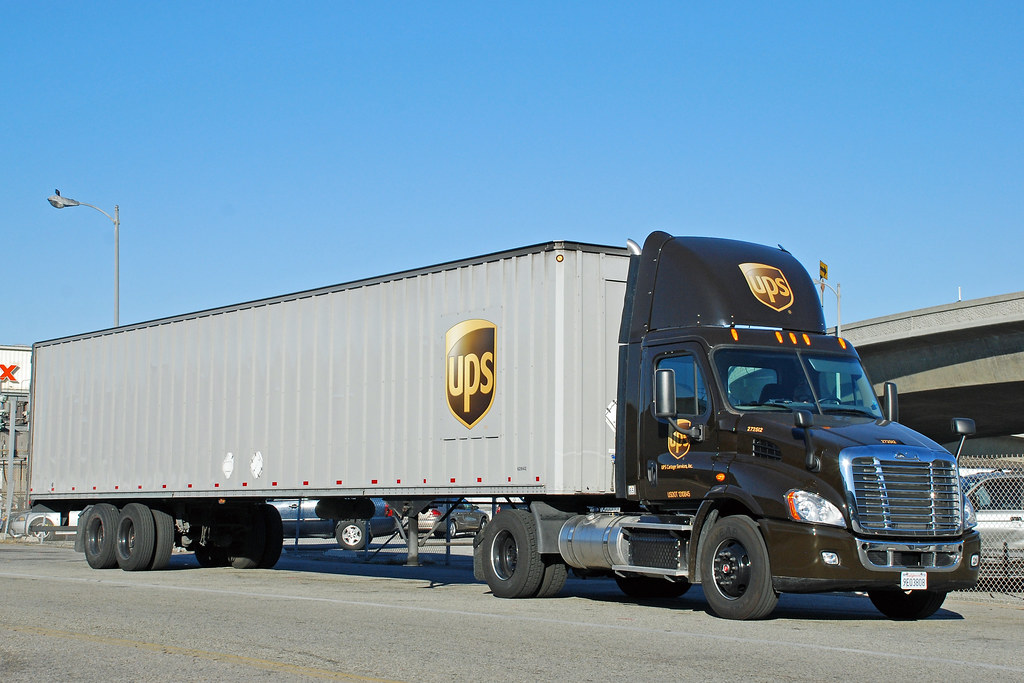 UPS Freightliner truck in Los Angeles, California. So