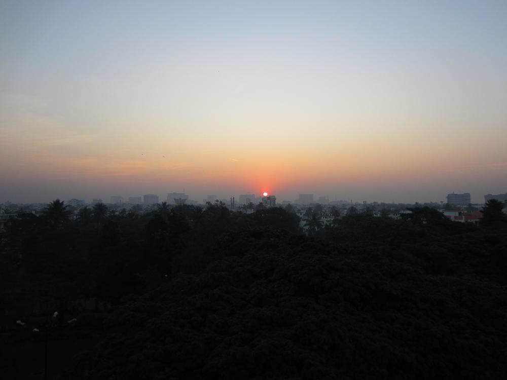 A Kolkata sunrise The sun rises behind the Nabadiganta sky