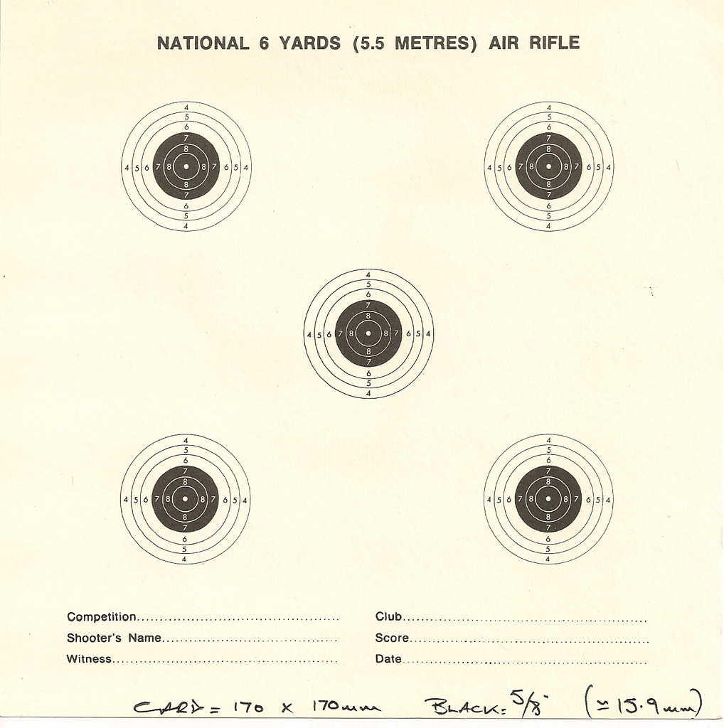 6 Yard Air Rifle Target Card Dimensions 170x170mm Diameter… Flickr