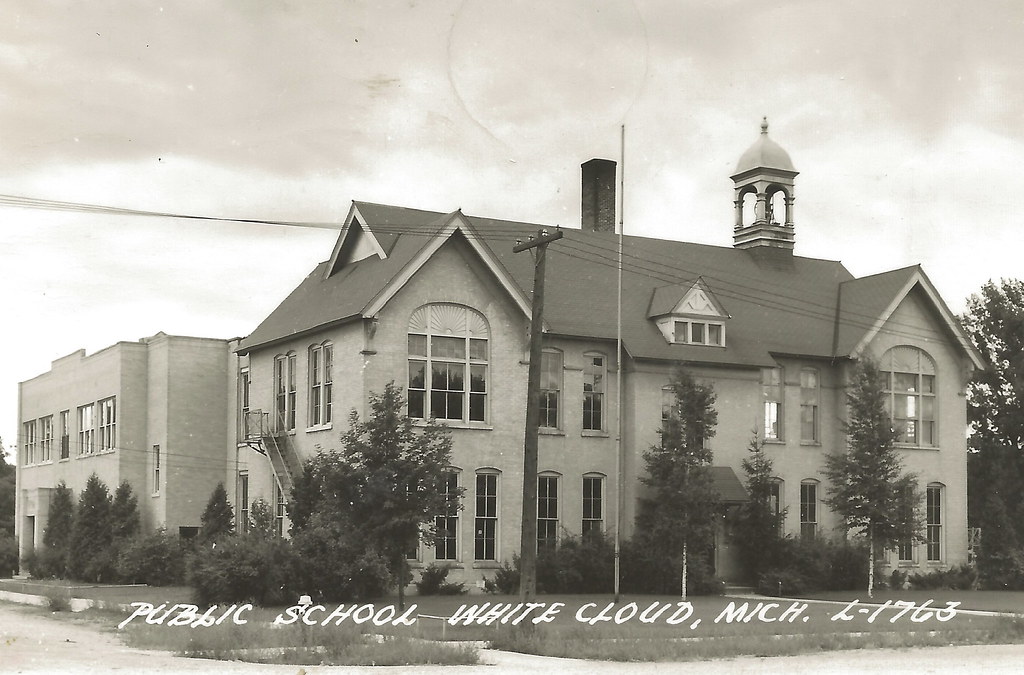 SW White Cloud MI RPPC 1930s Public School Building and Gr… Flickr