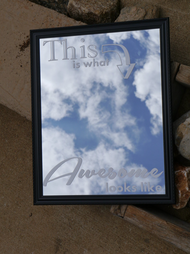 P1020274 Mirror with contact paper lettering. Designed in … Flickr