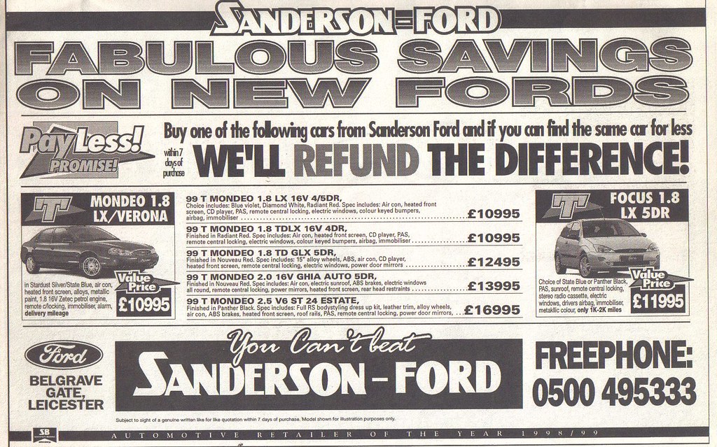 1999 SANDERSON FORD LEICESTER ADVERT Jonathan Flickr