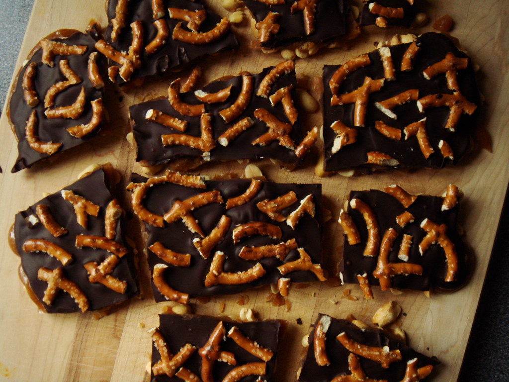 Peanut Brittle with Chocolate & Pretzel Recipe is availabl… Flickr