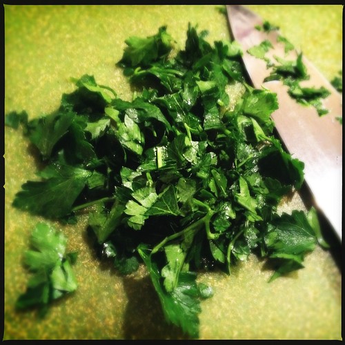 Minced Italian parsley thrown in my pasta at the end… Flickr
