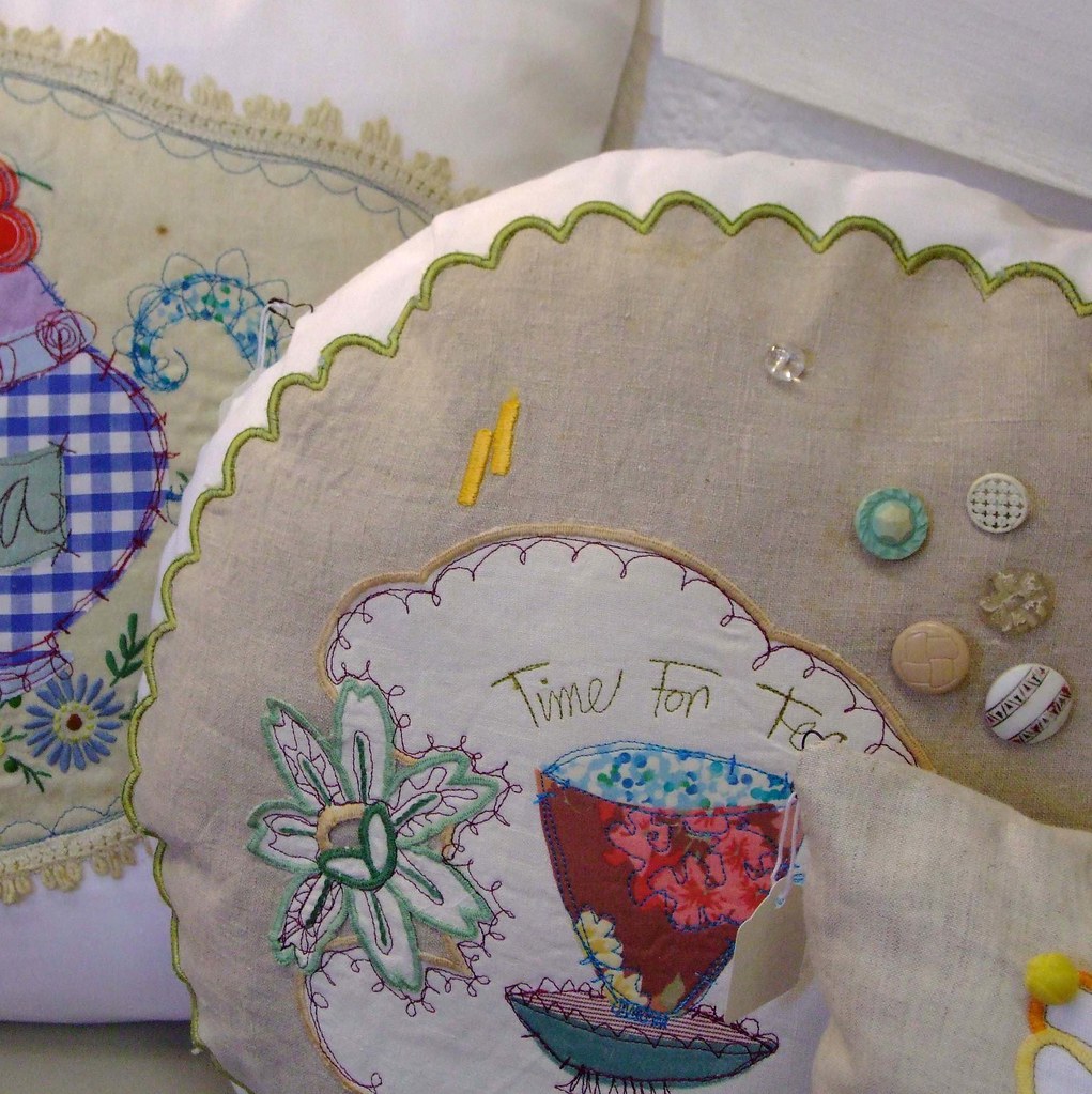 Cushions Applique and machine embroidered cushions using v… Flickr