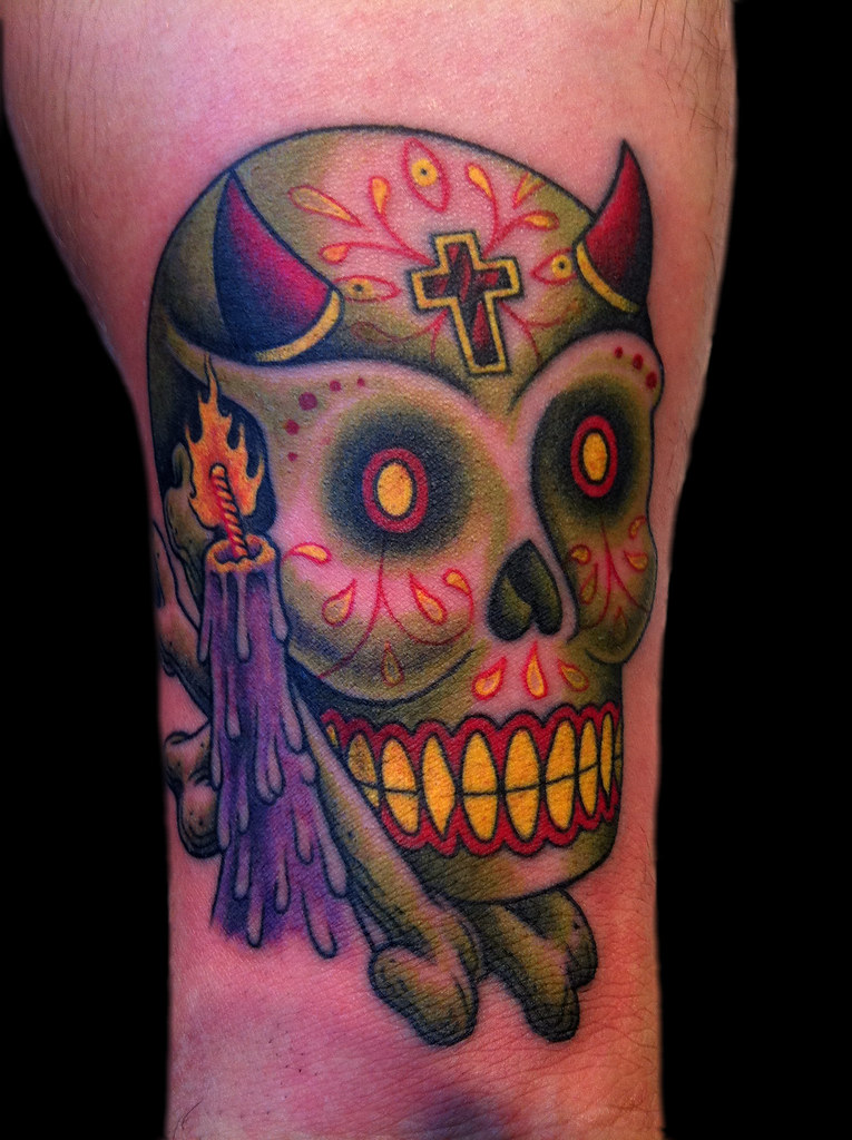 Sugar skull by Jeff houston sugar skull with candle tattoo… Flickr