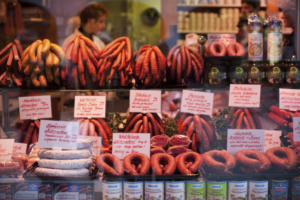 48/365 Meat shop Munich, shop, meat, reflections villagiolife Flickr