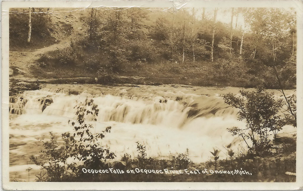 NE Onaway MI RPPC TROUT COUNTRY Ocqueoc River 1930s Fast W… Flickr