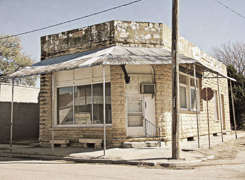 The busiest corner in Dorrance, Kansas This stone commerci… Flickr