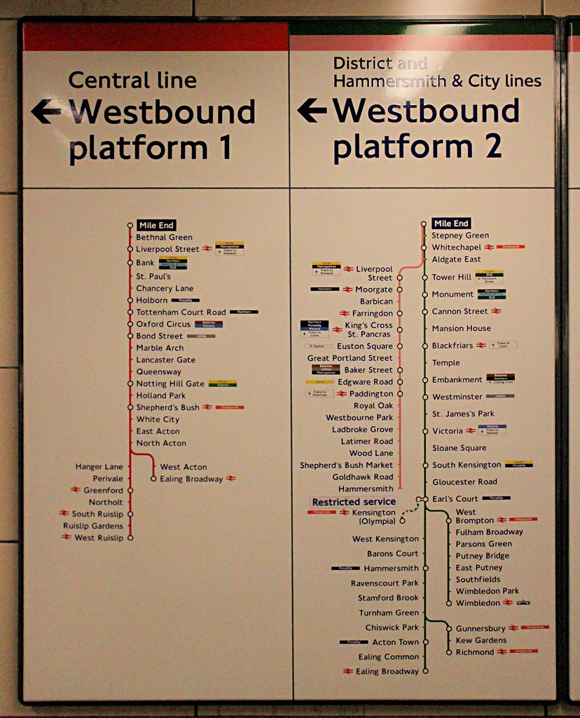 Mile End Underground station Modern line diagram bowroaduk Flickr