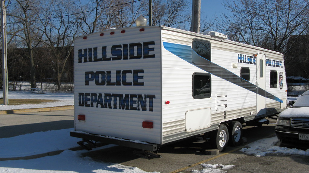 Hillside Police Department mobile crime prevention exhibit trailer. Hillside Illinois USA