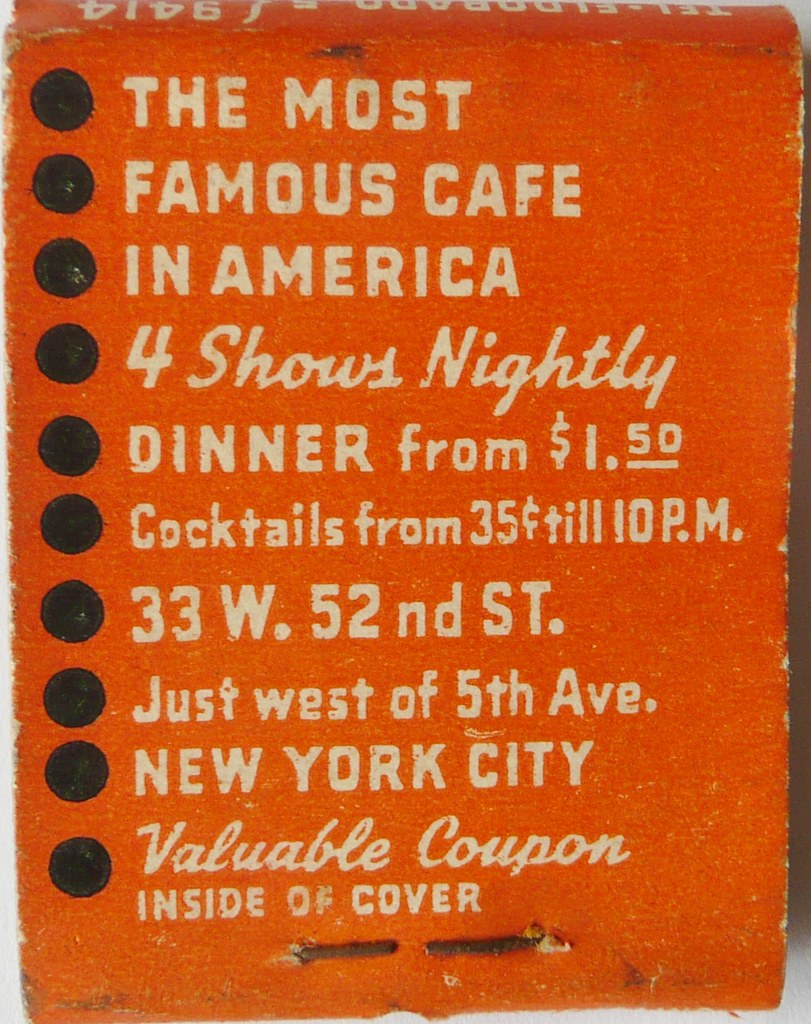 LEON & EDDIE'S NEW YORK,NEW YORK (BACK) 33 West 52nd Stree… Frank
