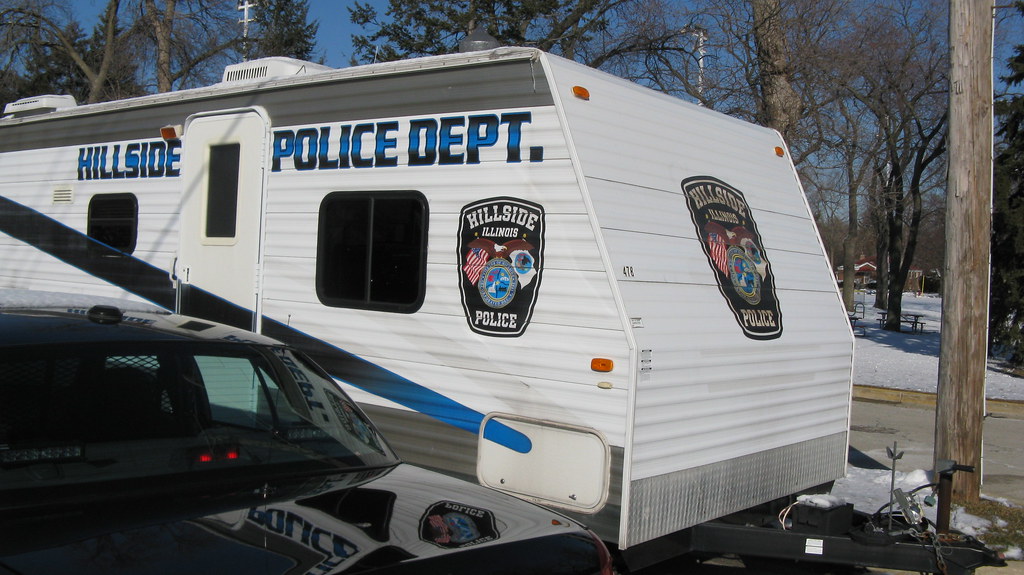 Hillside Police Department mobile crime prevention exhibit trailer. Hillside Illinois USA