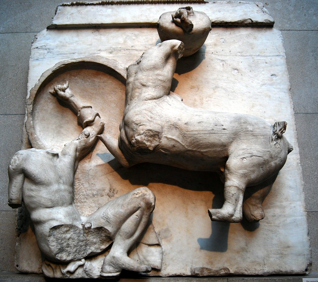 Marble metope from the Parthenon, around 440 BC The Acropo… Flickr