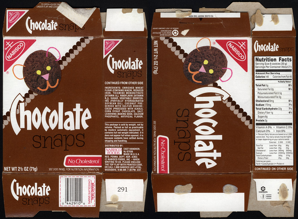 Nabisco Chocolate Snaps cookie box 19941995 This one … Flickr